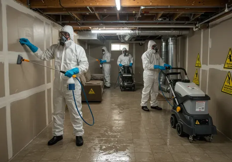 Basement Moisture Removal and Structural Drying process in Norfolk, MA